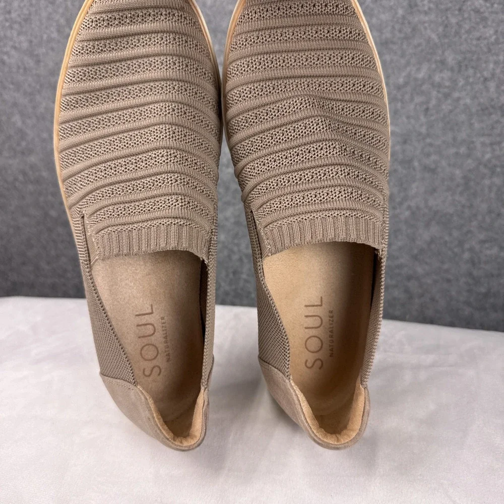 Soul Naturalizer Kemper Slip On Sneakers 10W Taupe Brown Knit Comfort Loafers